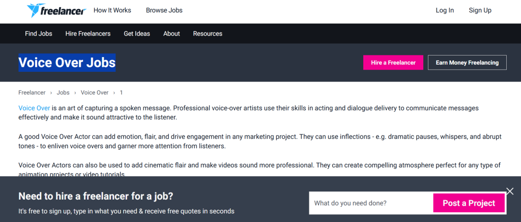 Voice Over Jobs Freelancer