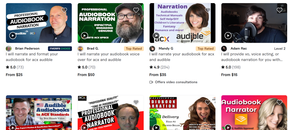 audiobook narration services fiverr